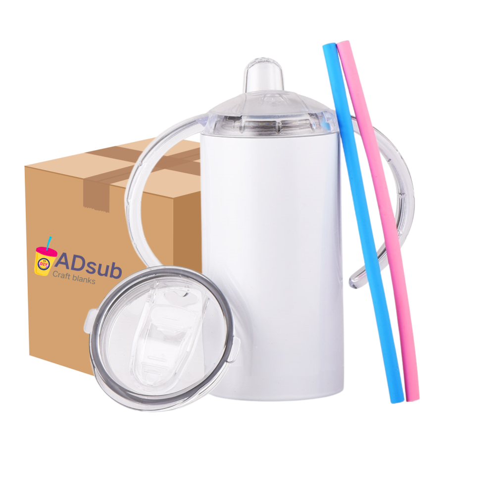wholesale 24pack 12oz Straight Sublimation Sippy Cup With Dual Lids