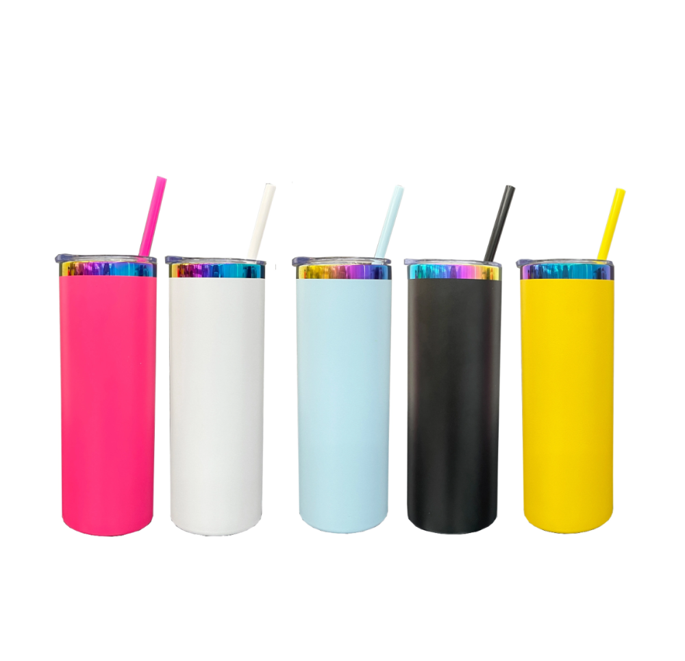 wholesale 25pack  20oz Rainbow Plated Straight Tumbler power coating tumber for Laser Engraving