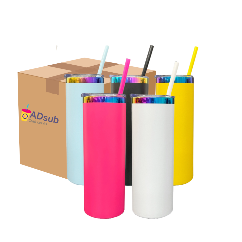 wholesale 25pack  20oz Rainbow Plated Straight Tumbler power coating tumber for Laser Engraving
