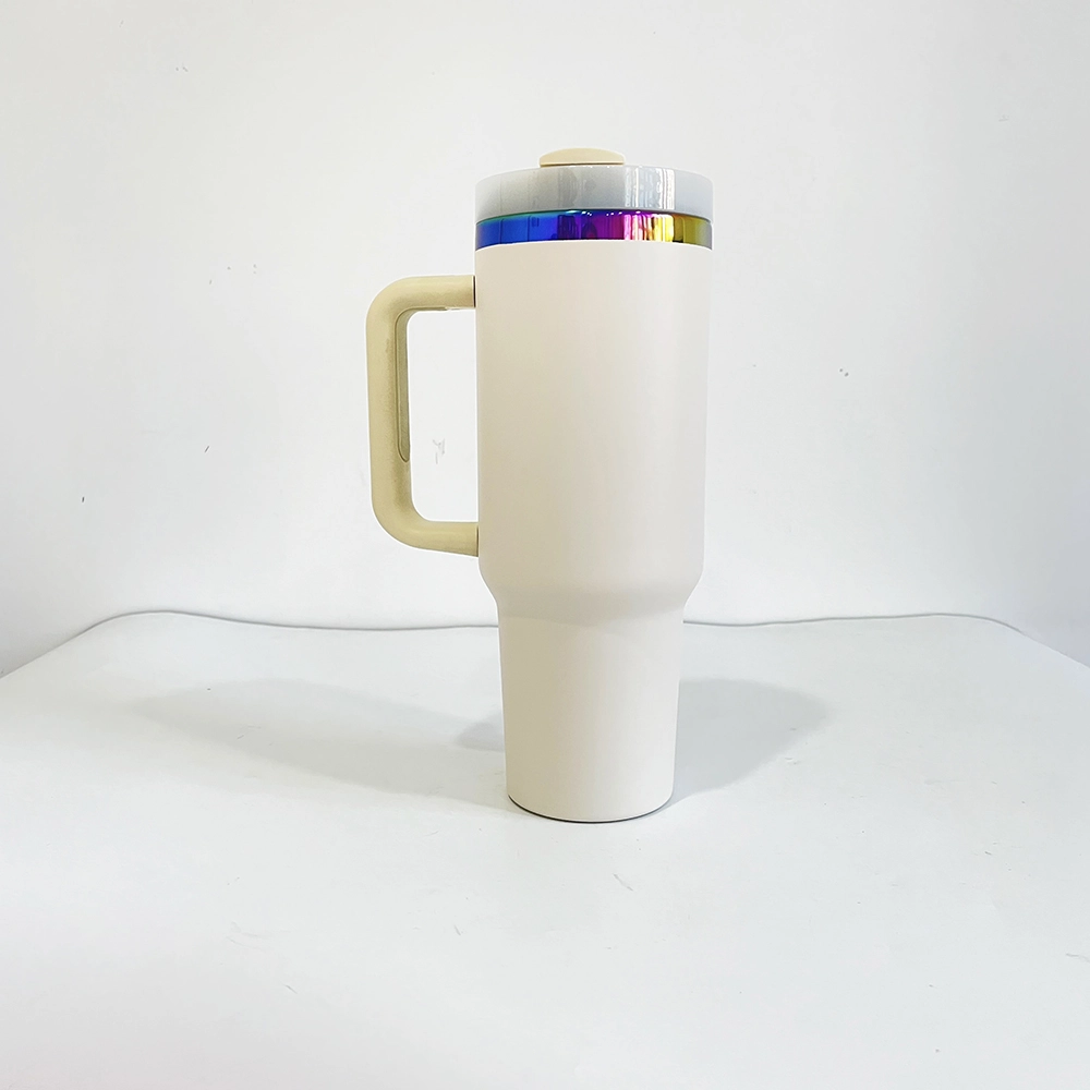 wholesale 40oz Rainbow Plated Tumbler power coating tumber for Laser Engraving