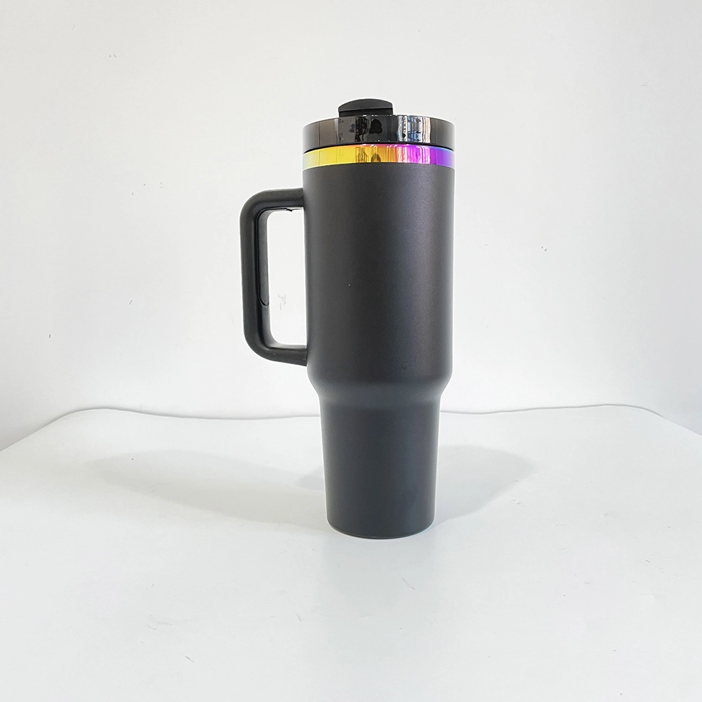 wholesale 40oz Rainbow Plated Tumbler power coating tumber for Laser Engraving
