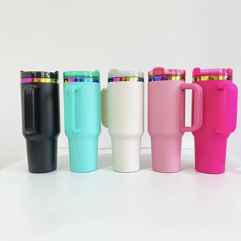 wholesale 40oz Rainbow Plated Tumbler power coating tumber for Laser Engraving