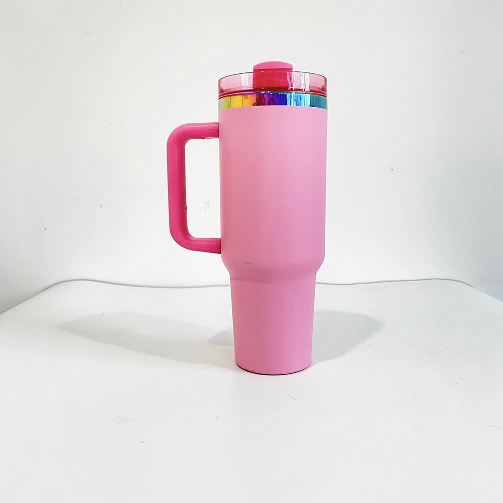 wholesale 40oz Rainbow Plated Tumbler power coating tumber for Laser Engraving