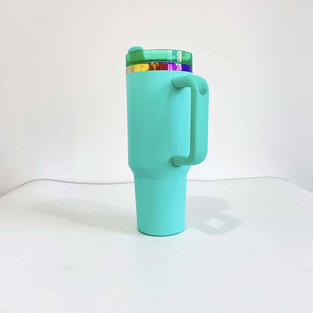 wholesale 40oz Rainbow Plated Tumbler power coating tumber for Laser Engraving
