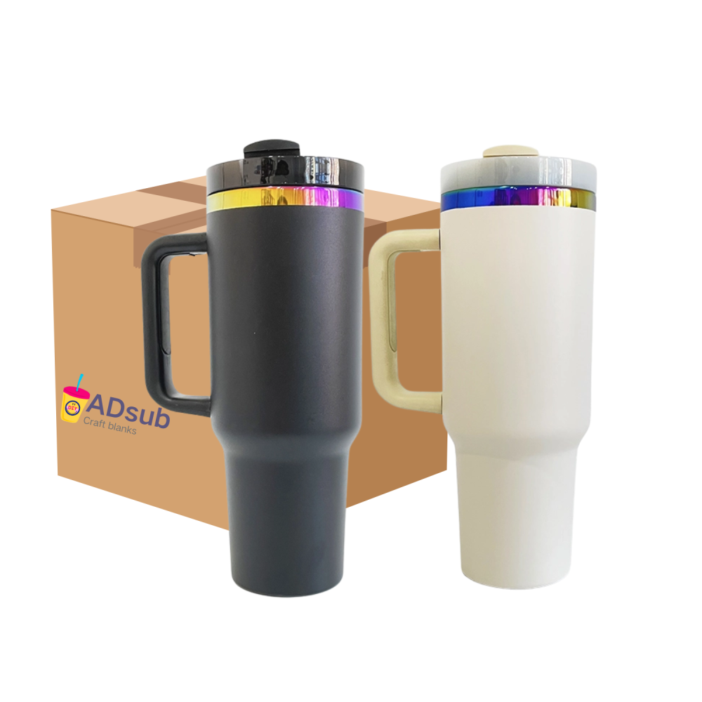 wholesale 40oz Rainbow Plated Tumbler power coating tumber for Laser Engraving