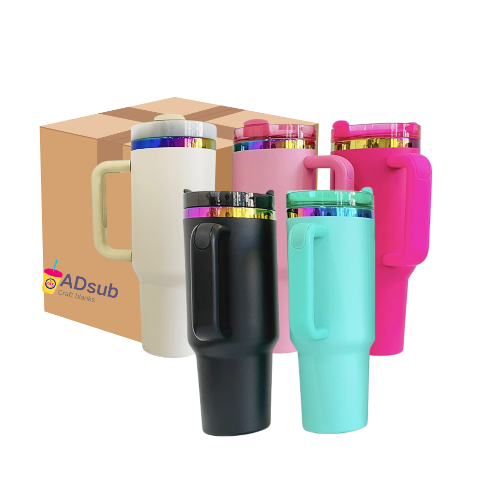 wholesale 40oz Rainbow Plated Tumbler power coating tumber for Laser Engraving
