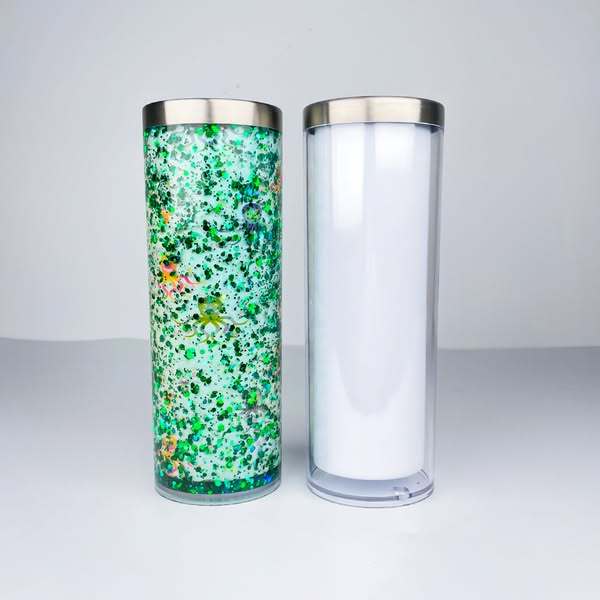 RTS US Warehouse 25pack 20oz snow globe tumbler, inside sublimation stailess steel , outside plastic predrilled