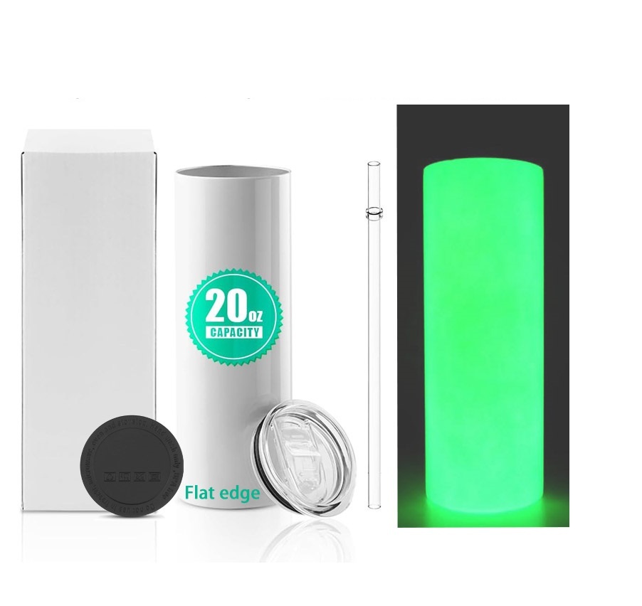 RTS US warehouse 25pck Glow In The Dark Sublimation Tumbler 20oz skinny tumbler