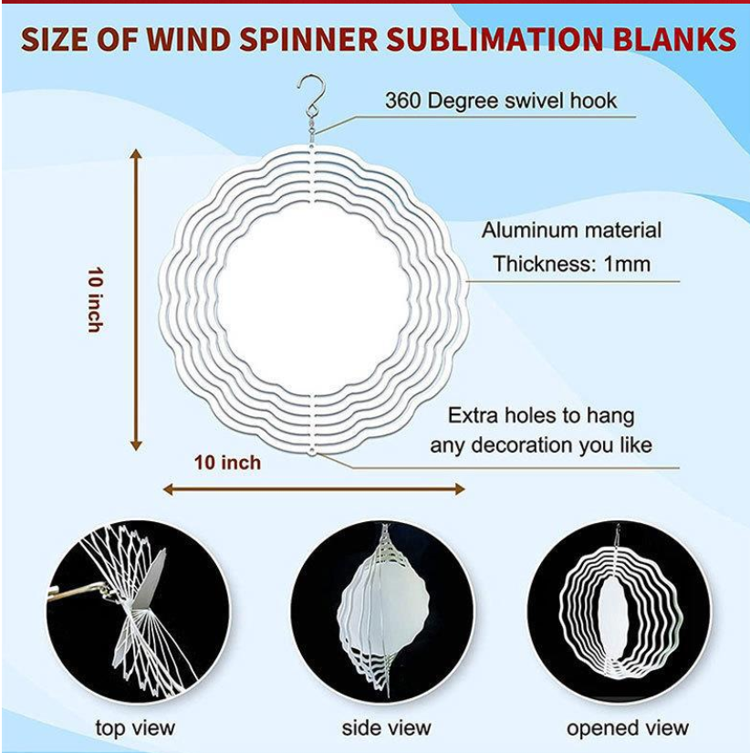wholesale sublimation wind spinner 8 inch & 10 inch