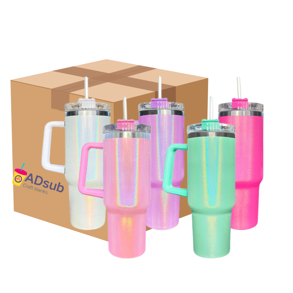 wholesale  40oz Sublimation shimmer Tumbler With Handle