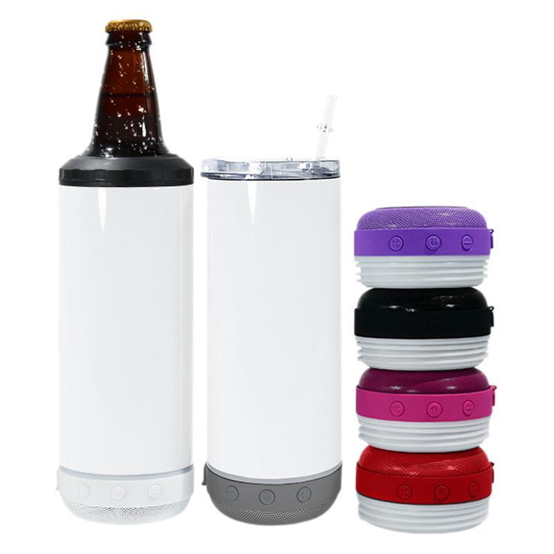 RTS US warehouse 12pack 16oz 4 in 1 sublimaiton can cooler with bluetooth speaker
