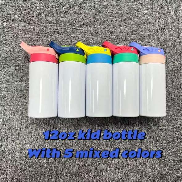 RTS USA Warehouse12oz Kids Flip-top White Sublimation water bottle