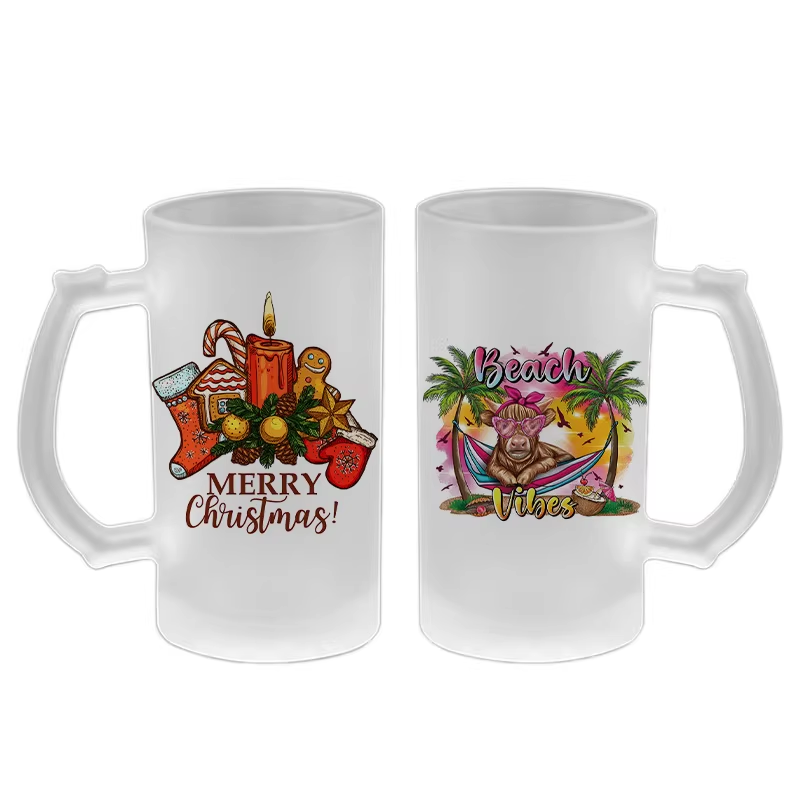 RTS US warehouse 16oz sublimation beer mug, 16oz frosted glass mug