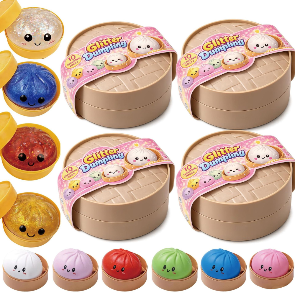 Dumpling Squishy Mystery Box Colorful Soft Squeeze Decompression Dumpling Squishy Toys with Steamer
