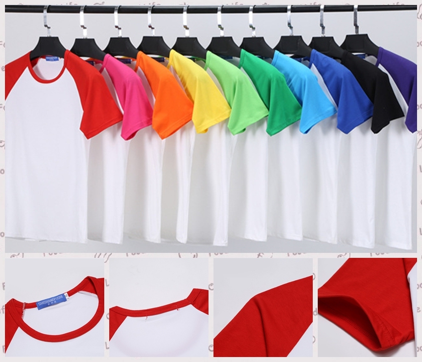 sublimation Blank T-Shirt Class Uniform Parent-Child Outfit DIY Summer Color-Blocked Raglan Short-Sleeve Crew Neck T-Shirt Modal Sublimation summer shirt