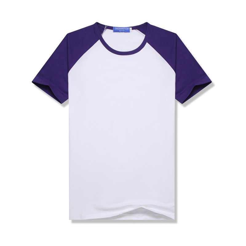 sublimation Blank T-Shirt Class Uniform Parent-Child Outfit DIY Summer Color-Blocked Raglan Short-Sleeve Crew Neck T-Shirt Modal Sublimation summer shirt