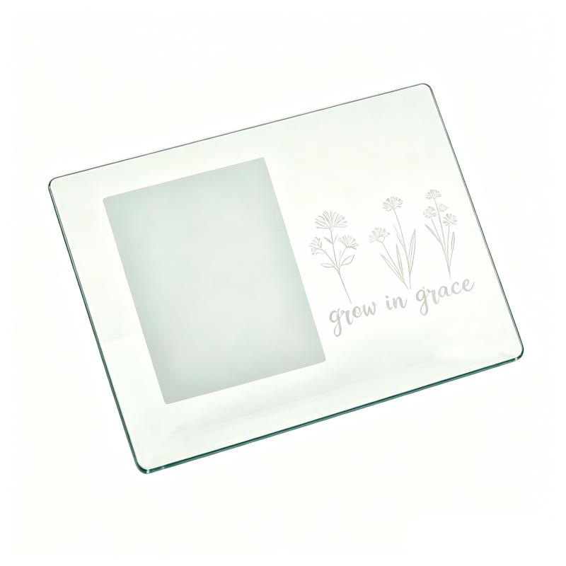 sublimation & laser engraving 2 in 1 glass frame with LED wood stand