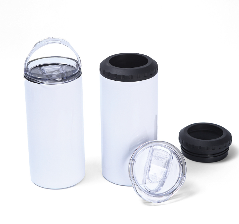 16oz 4-in-1 Sublimation Blank Can Cooler with Built-in Bottle Opener - Stainless Steel Double Wall Vacuum Insulated Beer Coozie for 16oz Slim Standard Cans & Bottles