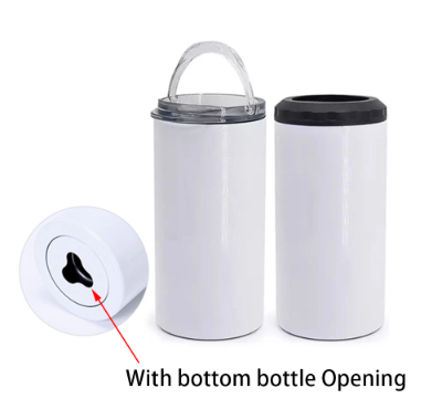 16oz 4-in-1 Sublimation Blank Can Cooler with Built-in Bottle Opener - Stainless Steel Double Wall Vacuum Insulated Beer Coozie for 16oz Slim Standard Cans & Bottles