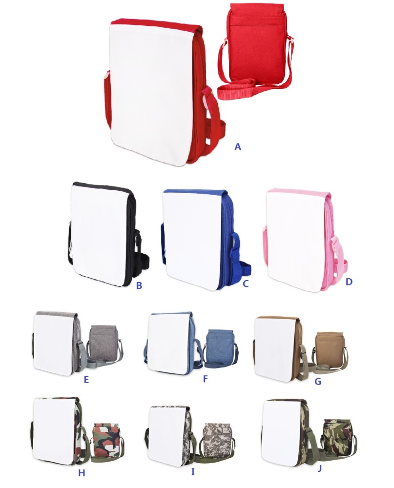 Sublimation Blanks Messenger Bag with Flap, 10 Colors Shoulder Crossbody Bag Polyester Sublimation Blank Bookbag Slings Pattern Custom Heat Transfer DIY Gifts