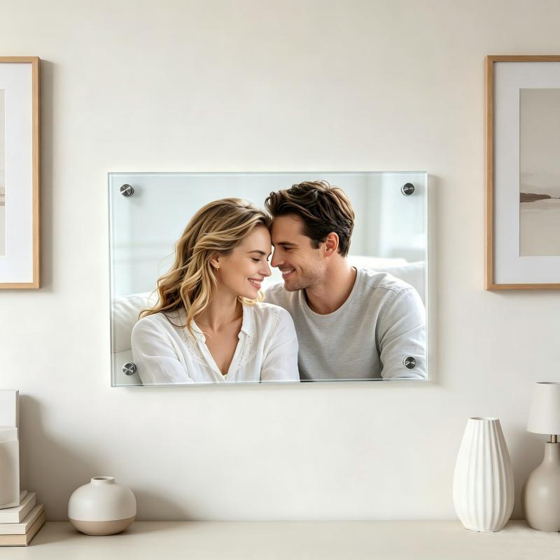 Sublimation Blanks Glass Photo Frame 20x30cm (7.85x11.8 in), Single-Side Coated Tempered Glass Picture Frame with 4 Pre-Drilled Holes, Personalized DIY Custom Photo Gift