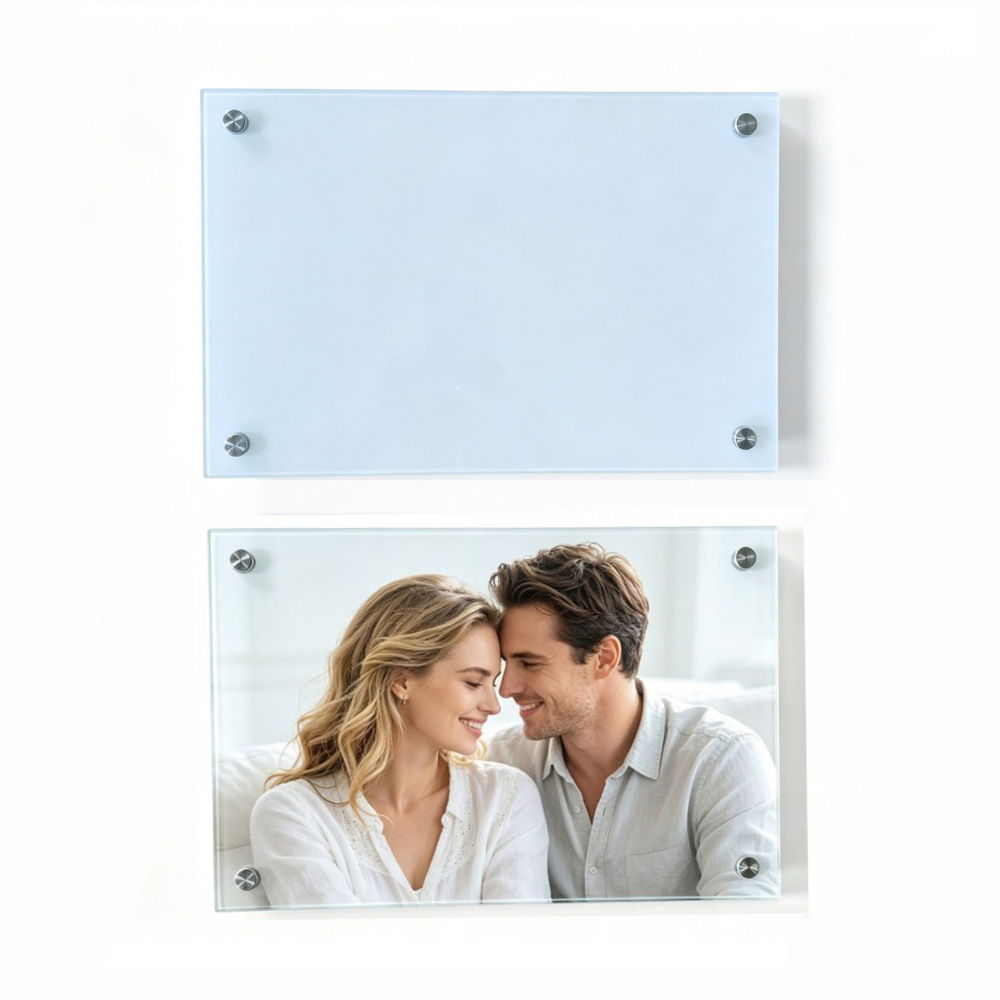 Sublimation Blanks Glass Photo Frame 20x30cm (7.85x11.8 in), Single-Side Coated Tempered Glass Picture Frame with 4 Pre-Drilled Holes, Personalized DIY Custom Photo Gift