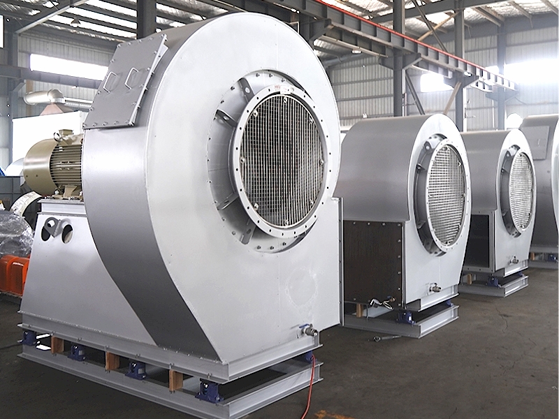 Finished product photo of a Stainless Steel High-Temperature Exhaust Fan in the production workshop.