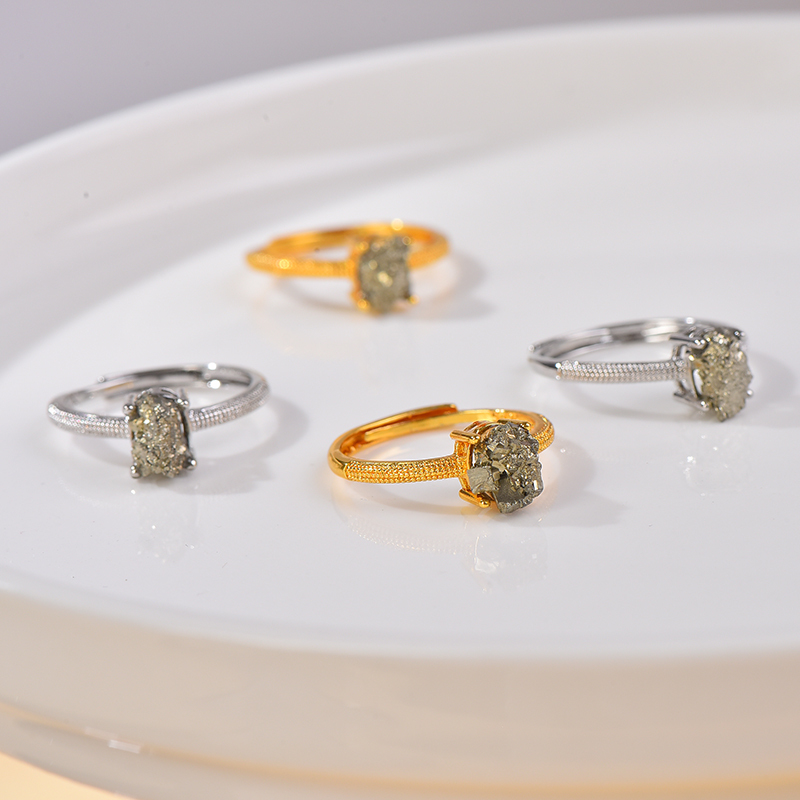Natural high-quality pyrite ring for women ring and men beautiful and atmospheric