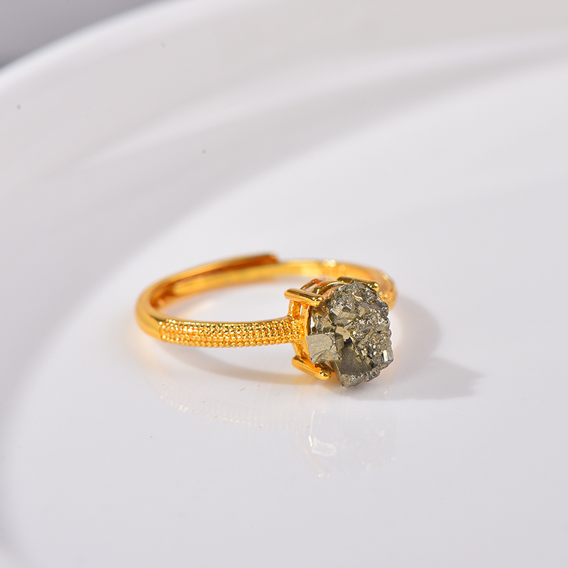 Natural high-quality pyrite ring for women ring and men beautiful and atmospheric