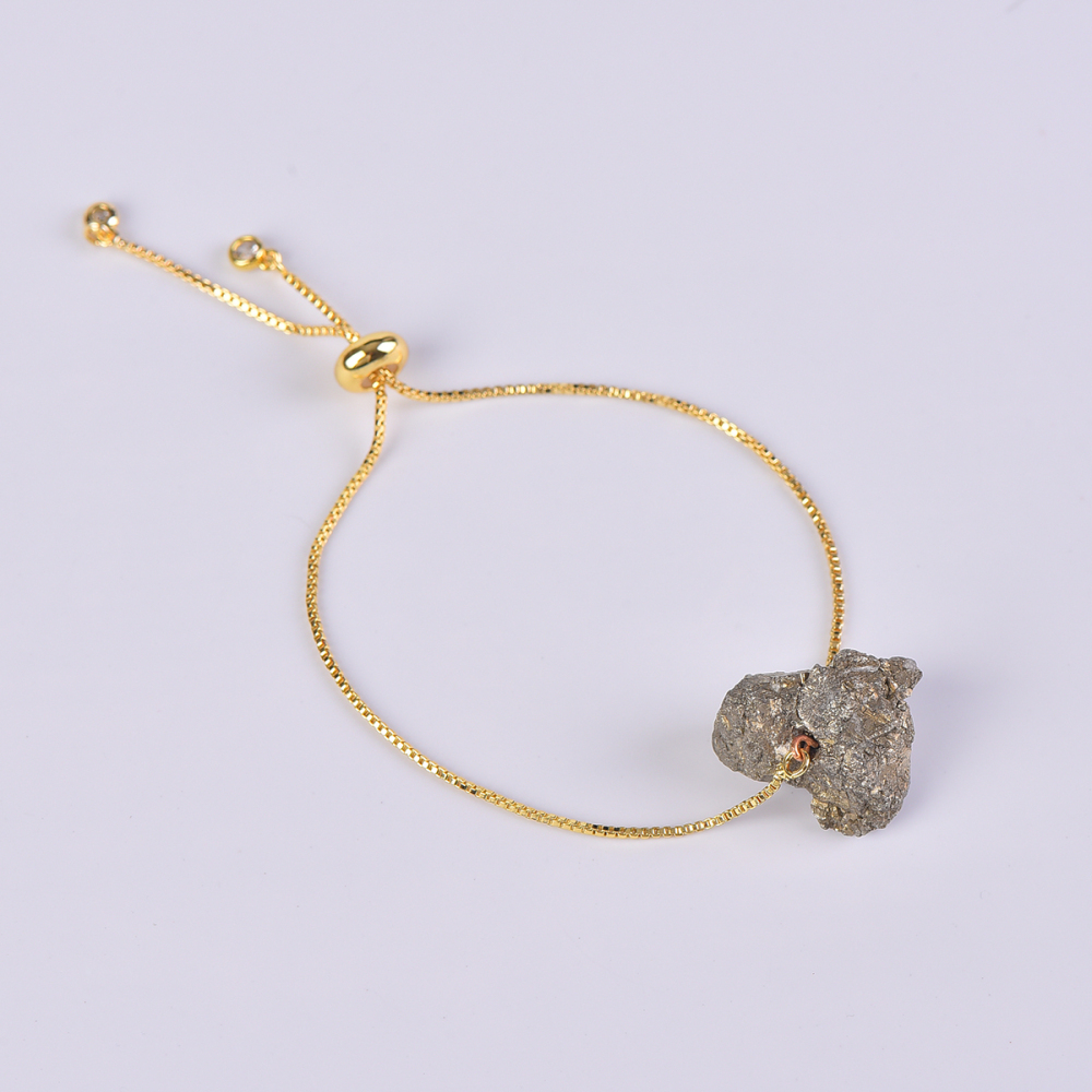 Natural pyrite bracelet DIY Can be adjusted with round beads for women and men attracting wealth with a grand and beautiful appearance