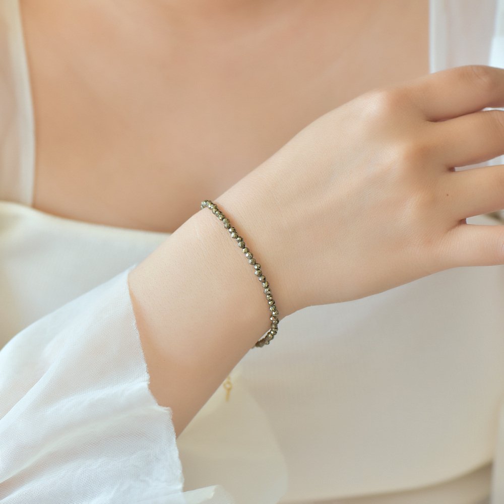 3mm genuine natural pyrite bracelet DIY women's bracelet new style grand and beautiful