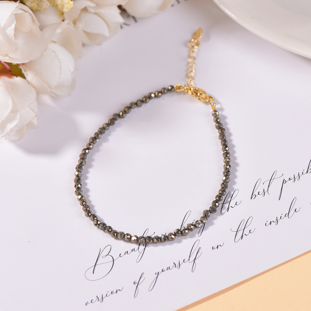 3mm genuine natural pyrite bracelet DIY women's bracelet new style grand and beautiful