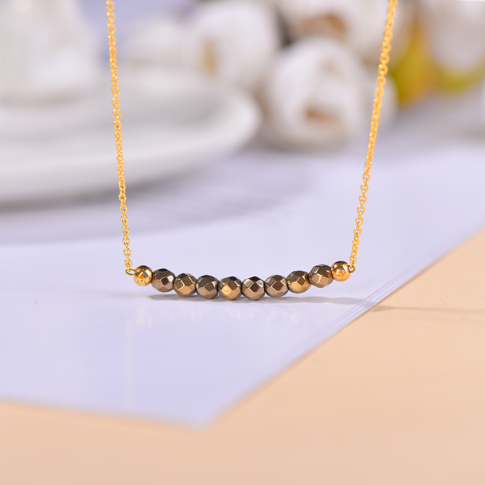 Natural pyrite necklace pendant 4mm for women men career advancement attracting wealth beautiful and elegant