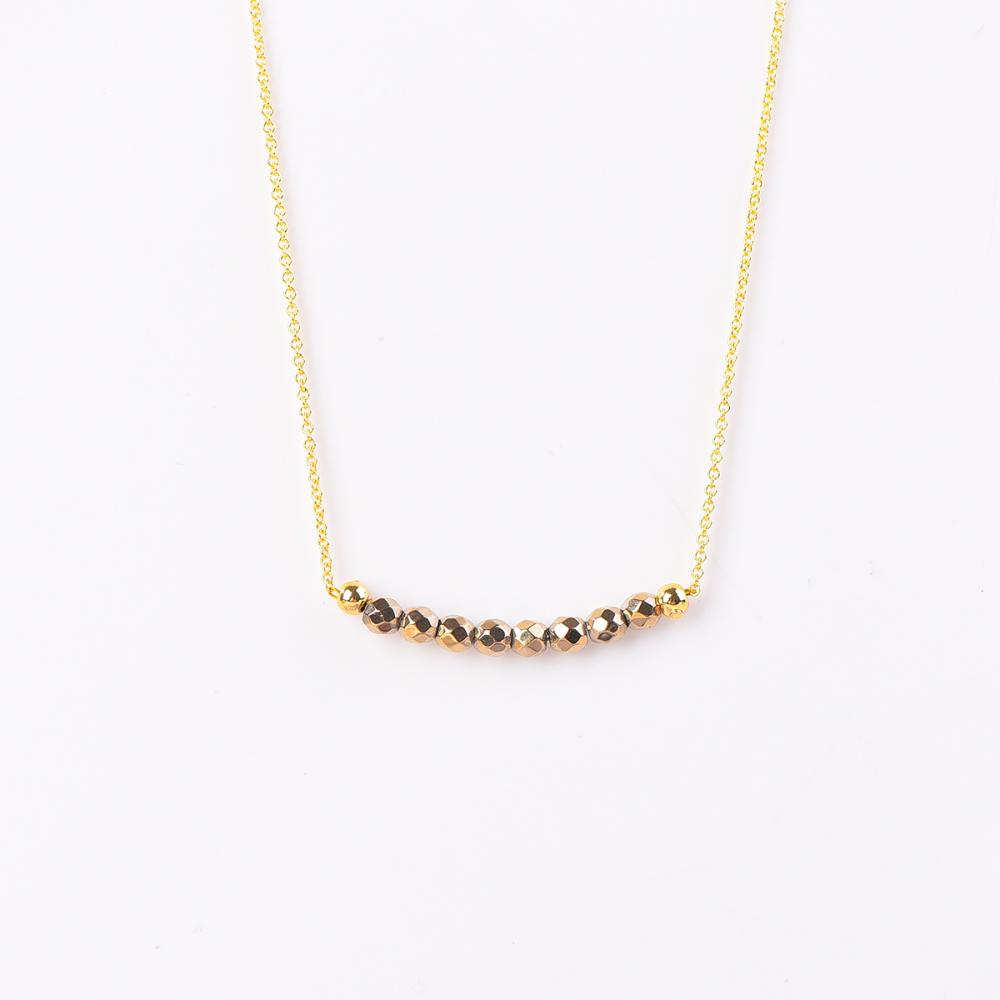 Natural pyrite necklace pendant 4mm for women men career advancement attracting wealth beautiful and elegant