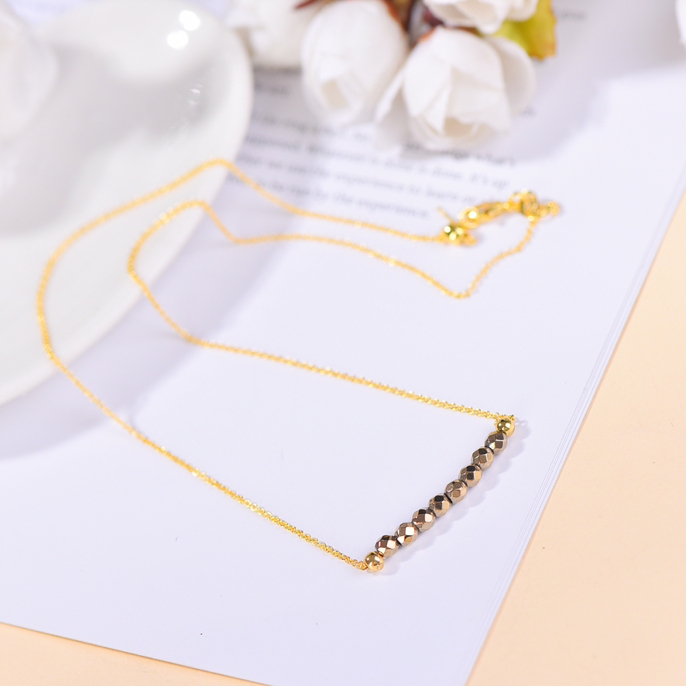 Natural pyrite necklace pendant 4mm for women men career advancement attracting wealth beautiful and elegant