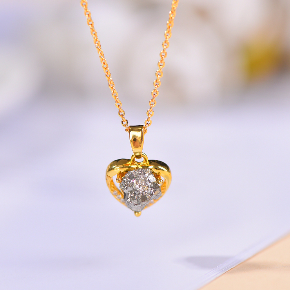 Natural pyrite necklace pendant for women men career advancement attracting wealth beautiful and elegant