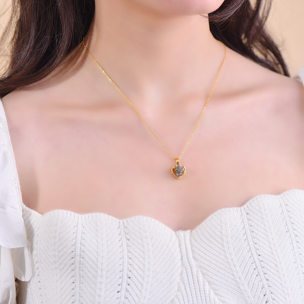 Natural pyrite necklace pendant for women men career advancement attracting wealth beautiful and elegant
