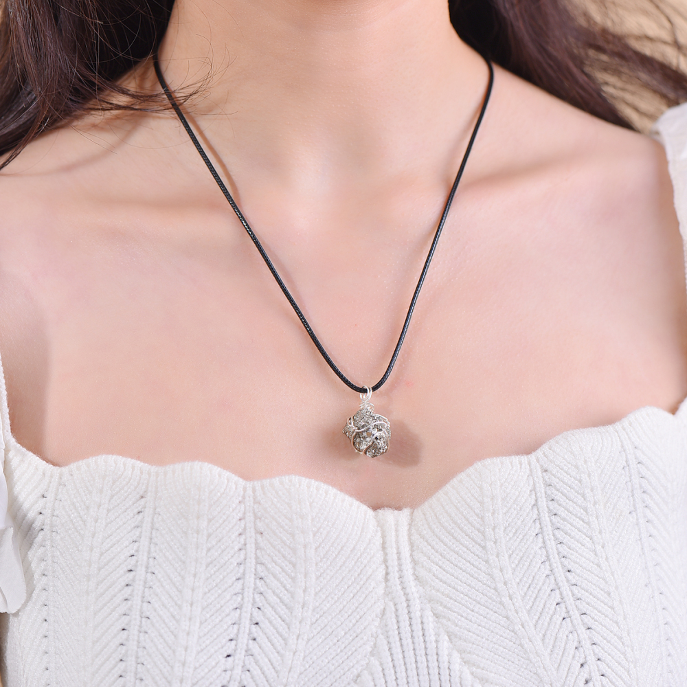 Natural pyrite necklace pendant for women men career advancement attracting wealth beautiful and elegant