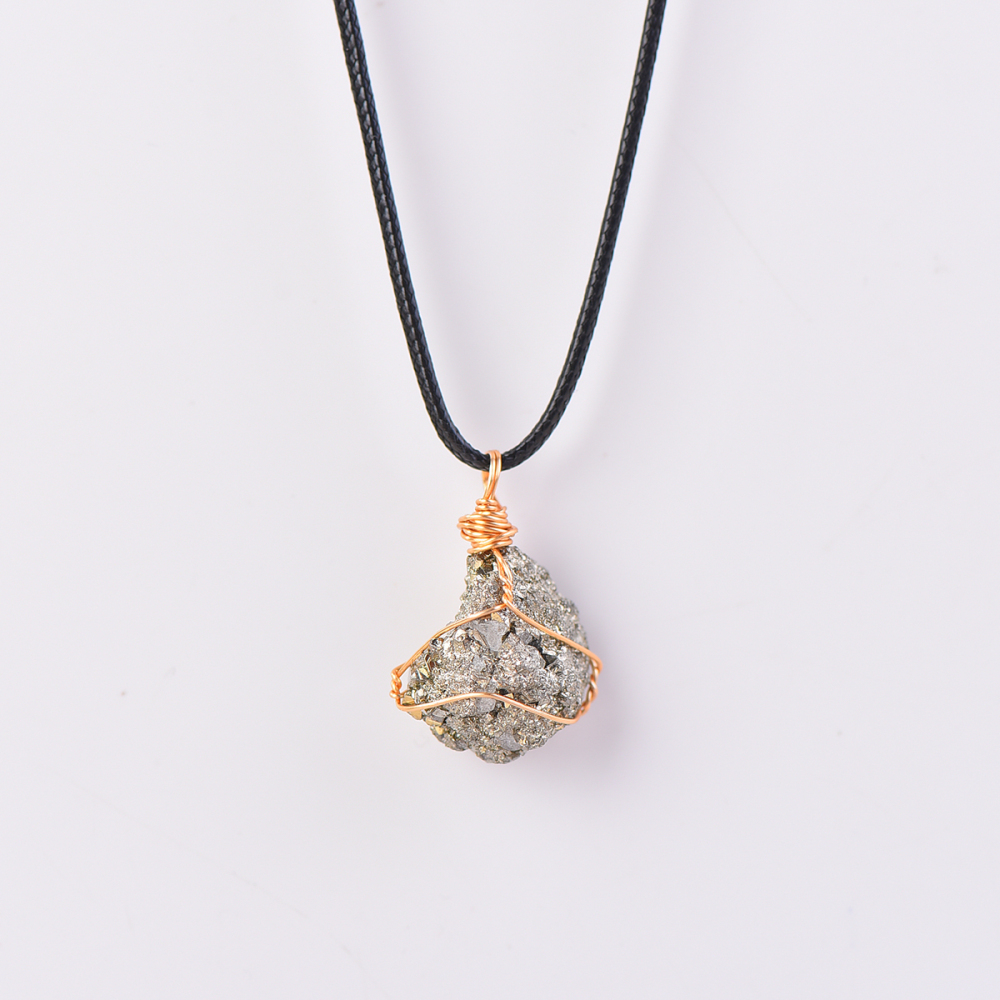 Natural pyrite necklace pendant for women men career advancement attracting wealth beautiful and elegant
