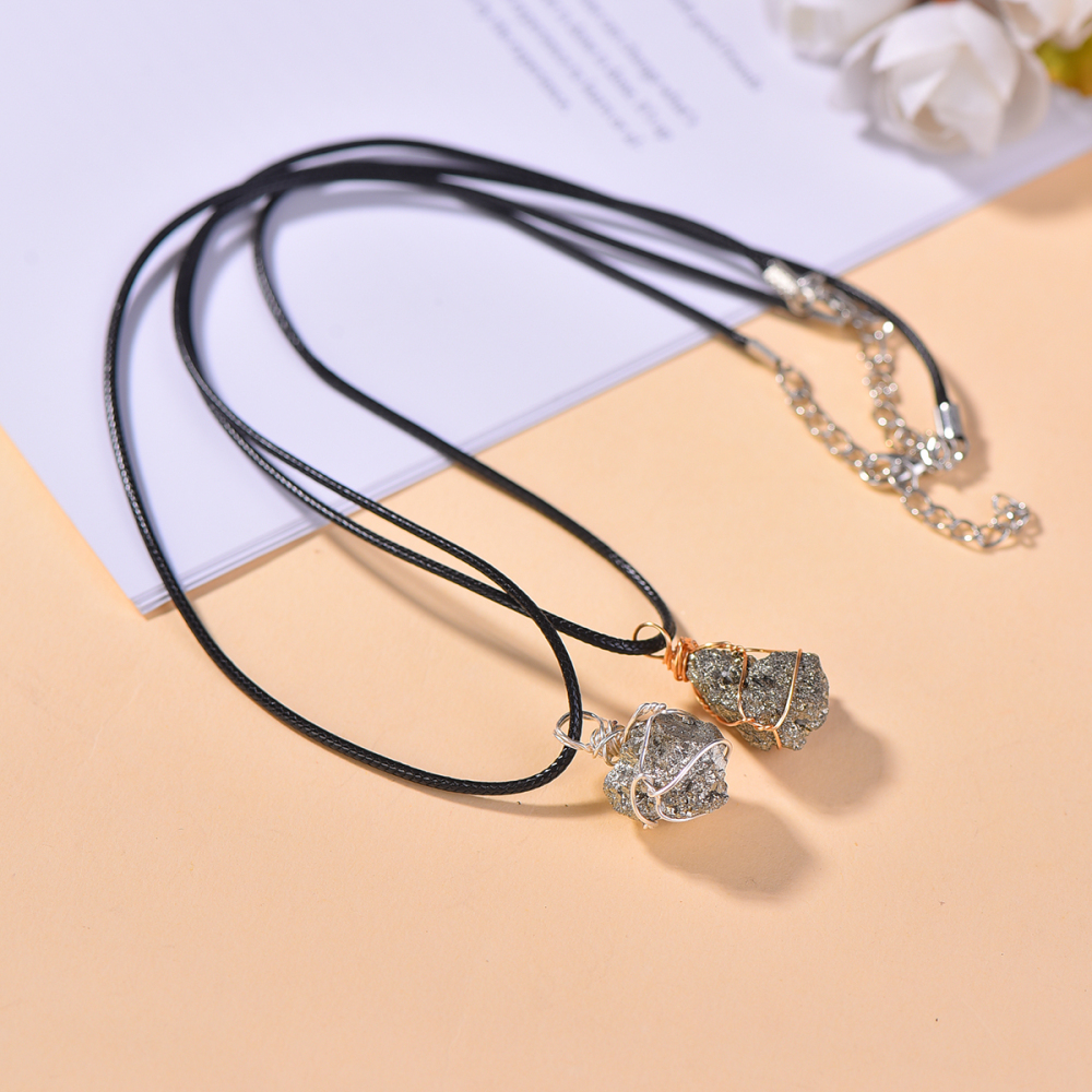 Natural pyrite necklace pendant for women men career advancement attracting wealth beautiful and elegant
