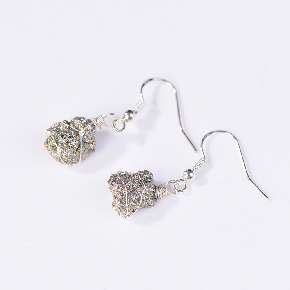 Natural S925 pyrite earrings for women men career advancement beautiful and elegant