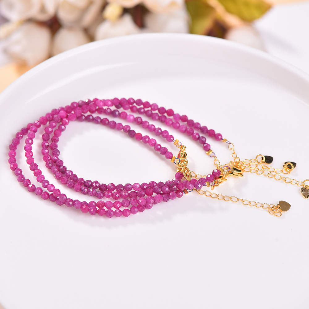 Ruby Bracelet Natural Crystal Ruby Bracelet Square Men's Bracelet Happiness and Health