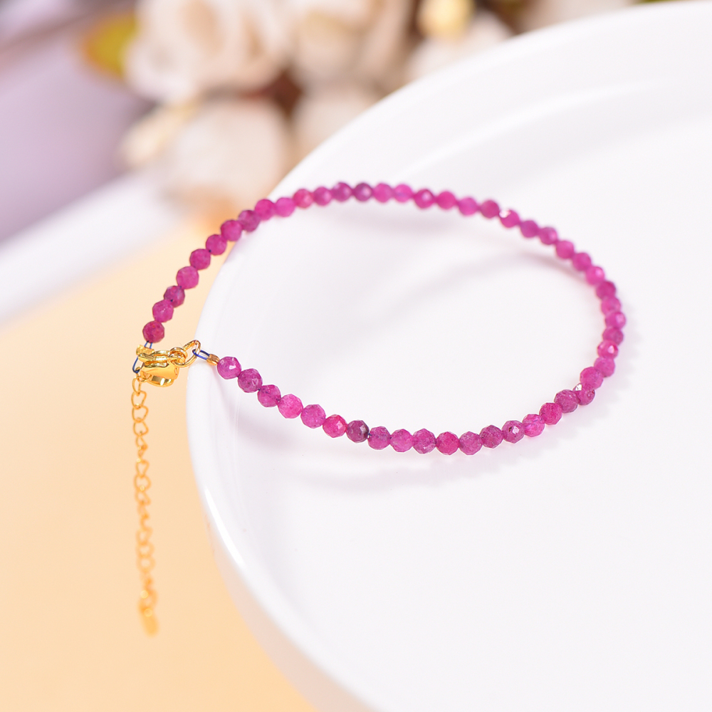 Ruby Bracelet Natural Crystal Ruby Bracelet Square Men's Bracelet Happiness and Health