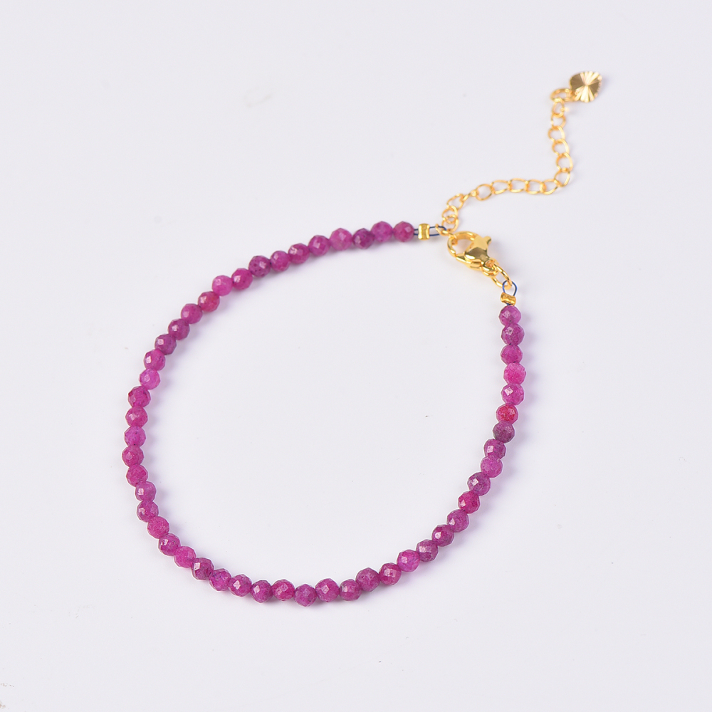 Ruby Bracelet Natural Crystal Ruby Bracelet Square Men's Bracelet Happiness and Health