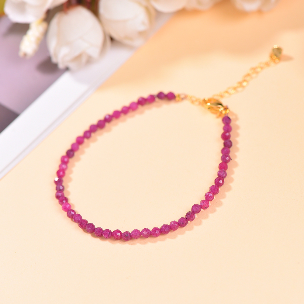Ruby Bracelet Natural Crystal Ruby Bracelet Square Men's Bracelet Happiness and Health