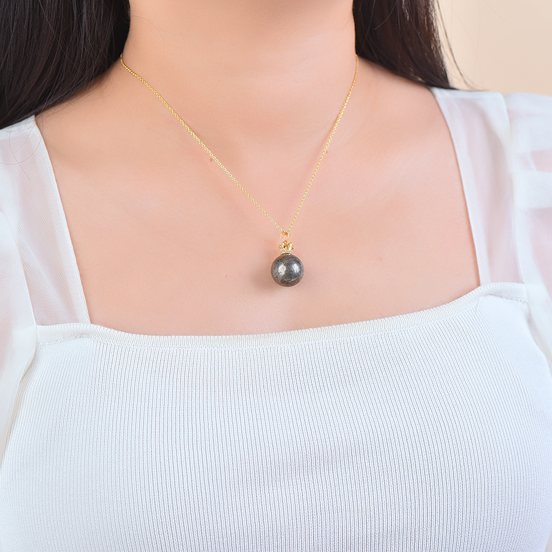 Natural pyrite necklace pendant for women men career advancement attracting wealth beautiful and elegant