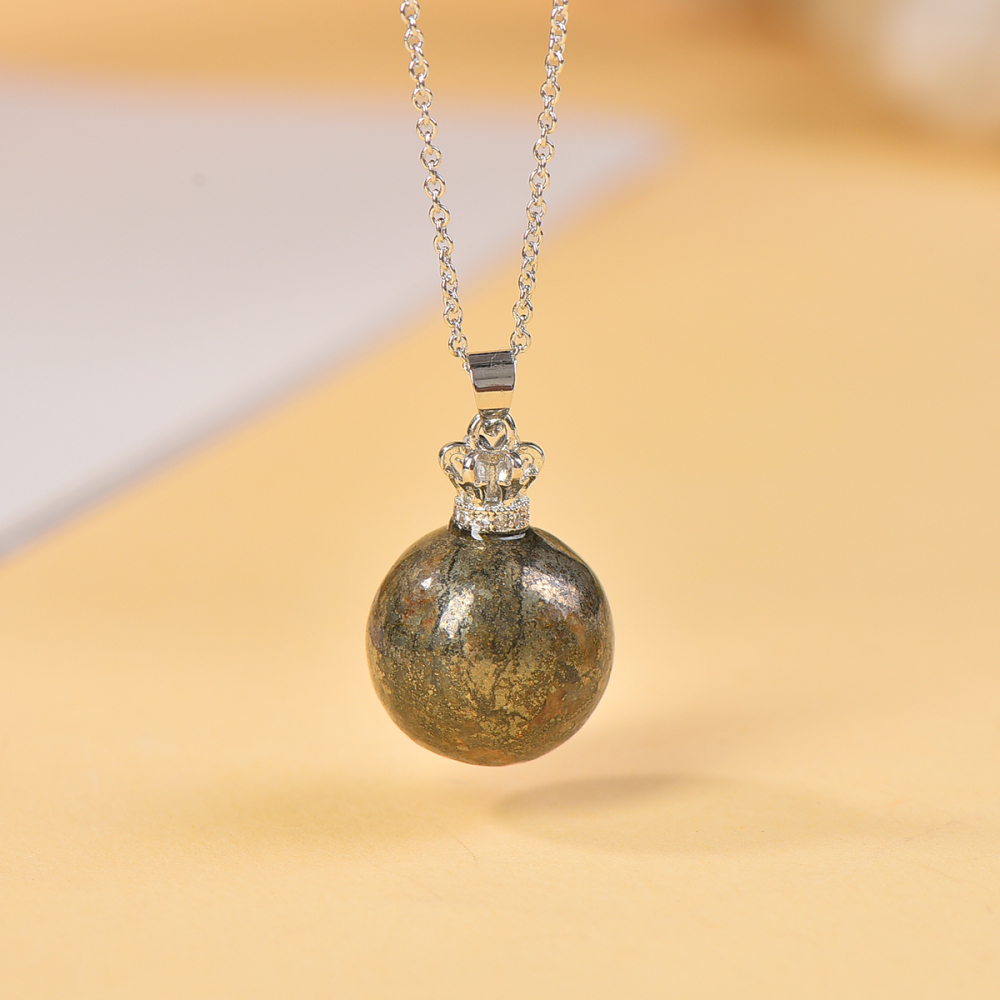 Natural pyrite necklace pendant for women men career advancement attracting wealth beautiful and elegant