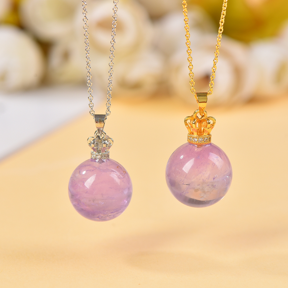 Natural crystal amethyst necklace real  amethyst gemstone pendant women's necklace safe and beautiful