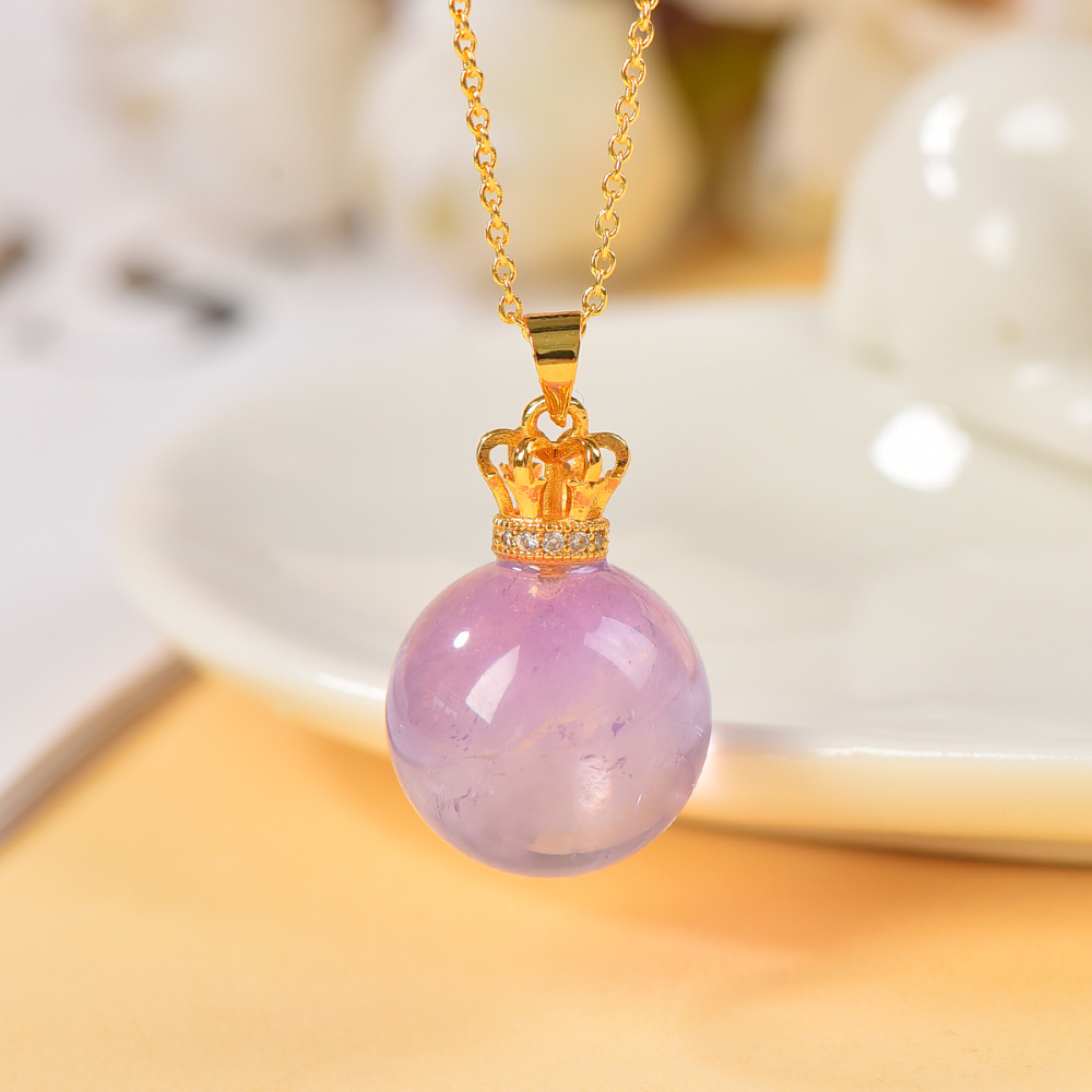 Natural crystal amethyst necklace real  amethyst gemstone pendant women's necklace safe and beautiful