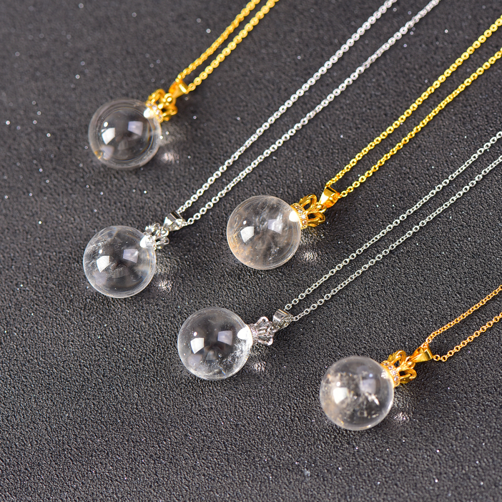 Natural clean crystals necklace real  clean crystals gemstone pendant women's necklace safe and beautiful